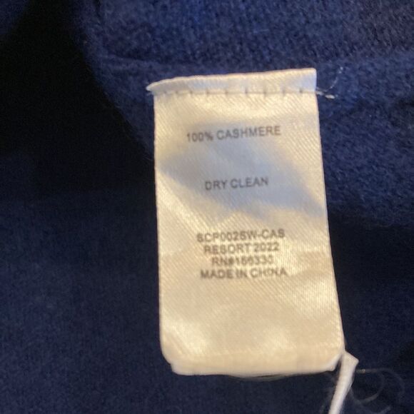 Cartolina Nantucket 100% Cashmere Navy Heart Embroidered Caden Soft Sweater XS - Picture 9 of 11